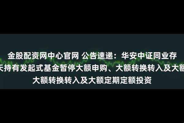 金股配资网中心官网 公告速递：华安中证同业存单AAA指数7天持有发起式基金暂停大额申购、大额转换转入及大额定期定额投资